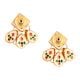 Gold Tone Square & Triple Teardrop Cluster Earrings Pair
